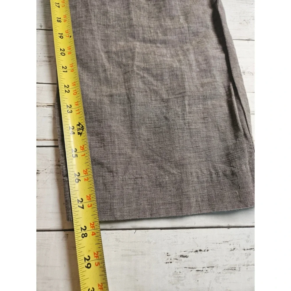Perry Ellis Modern Fit Linen Cotton Blend Pants Brown Grey Mens 38x30